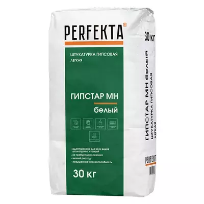 Штукатурка гипсовая Perfekta Гипстар Белая Машинная белый 30кг