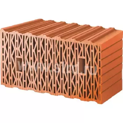 Керамический блок теплая керамика пустотелый 12,35 NF Красный рифленый рабочий размер 440мм 440*250*219мм М100кг/см2 ЛСР