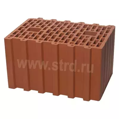 Керамический блок теплая керамика пустотелый Ceramic Thermo 10,7 NF Красный рифленый рабочий размер 380мм 380*250*219мм М100кг/см2 BRAER