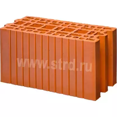Керамический блок теплая керамика пустотелый 9 NF Красный рифленый рабочий размер 200мм 200*400*219мм М150кг/см2 Гжель