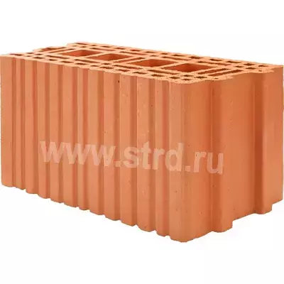 Керамический блок теплая керамика пустотелый 8,98 NF Красный рифленый рабочий размер 200мм 400*200*219мм М175кг/см2 ЛСР