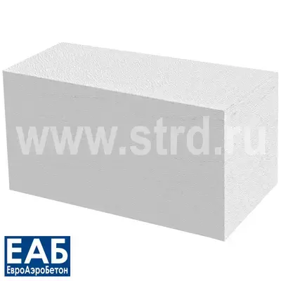 Блок газобетонный ЕвроАэроБетон стеновой 625*400*250 D400кг/м3 В2,5