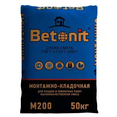 Кладочная смесь цементная Betonit монтажно-кладочная ГОСТ М200 серый 50кг
