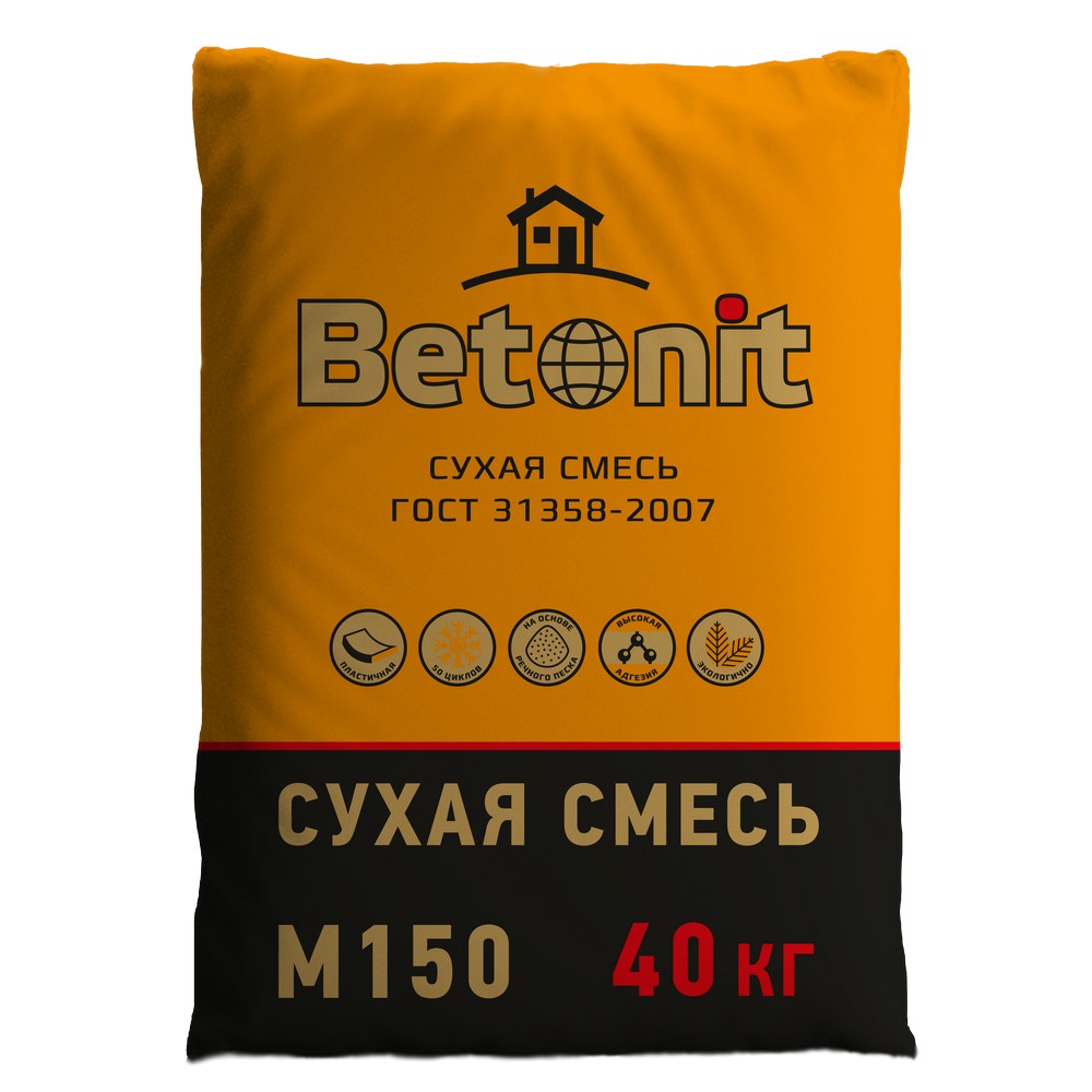 Кладочная смесь цементная Betonit ГОСТ М150 серый 40кг