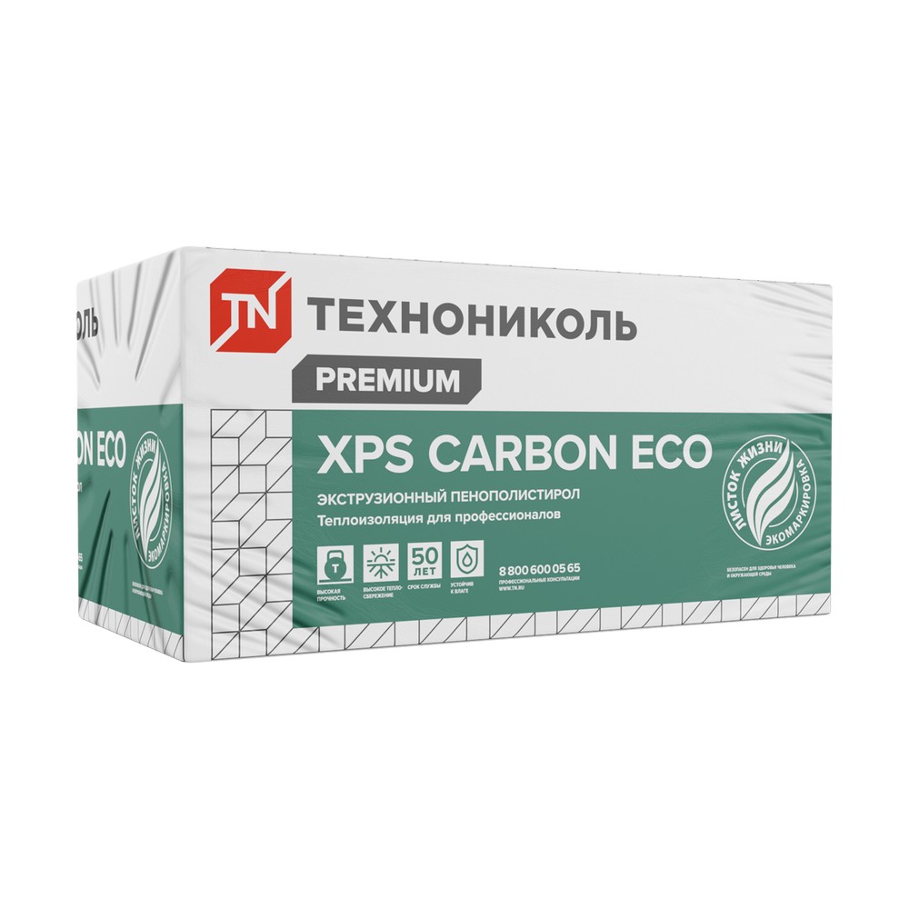 Утеплитель ТехноНИКОЛЬ XPS Carbon Eco Fas/2 S/1 (со ступенчатой кромкой) 1180*580*50мм 5.48м2 0.274м3 экструдированный пенополистирол