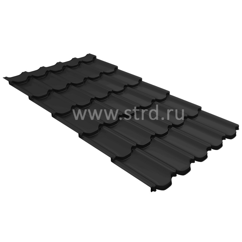Металлочерепица Kvinta plus 3D 0.5мм Rooftop Бархат (Rooftop Matte) Россия RAL 9005 (черный) Grand Line
